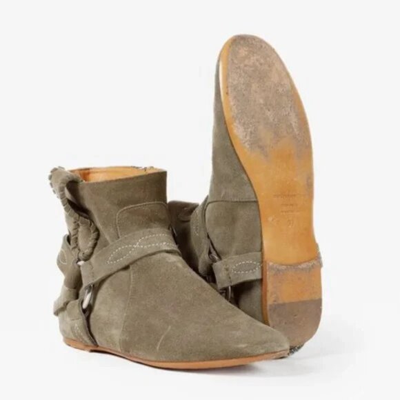 Isabel Marant Étoile ‘Ralf’ Olive Suede Ankle Boots - Picture 4 of 10